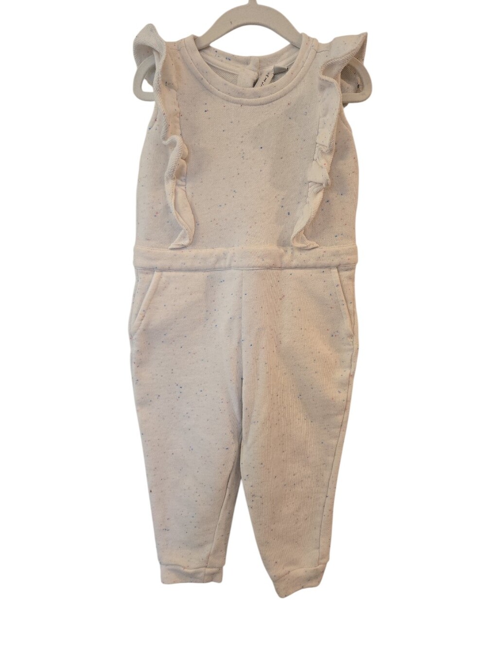 JANIE AND JACK COZY CONFETTI RUFFLE JUMPSUIT. SIZE 3. IVORY